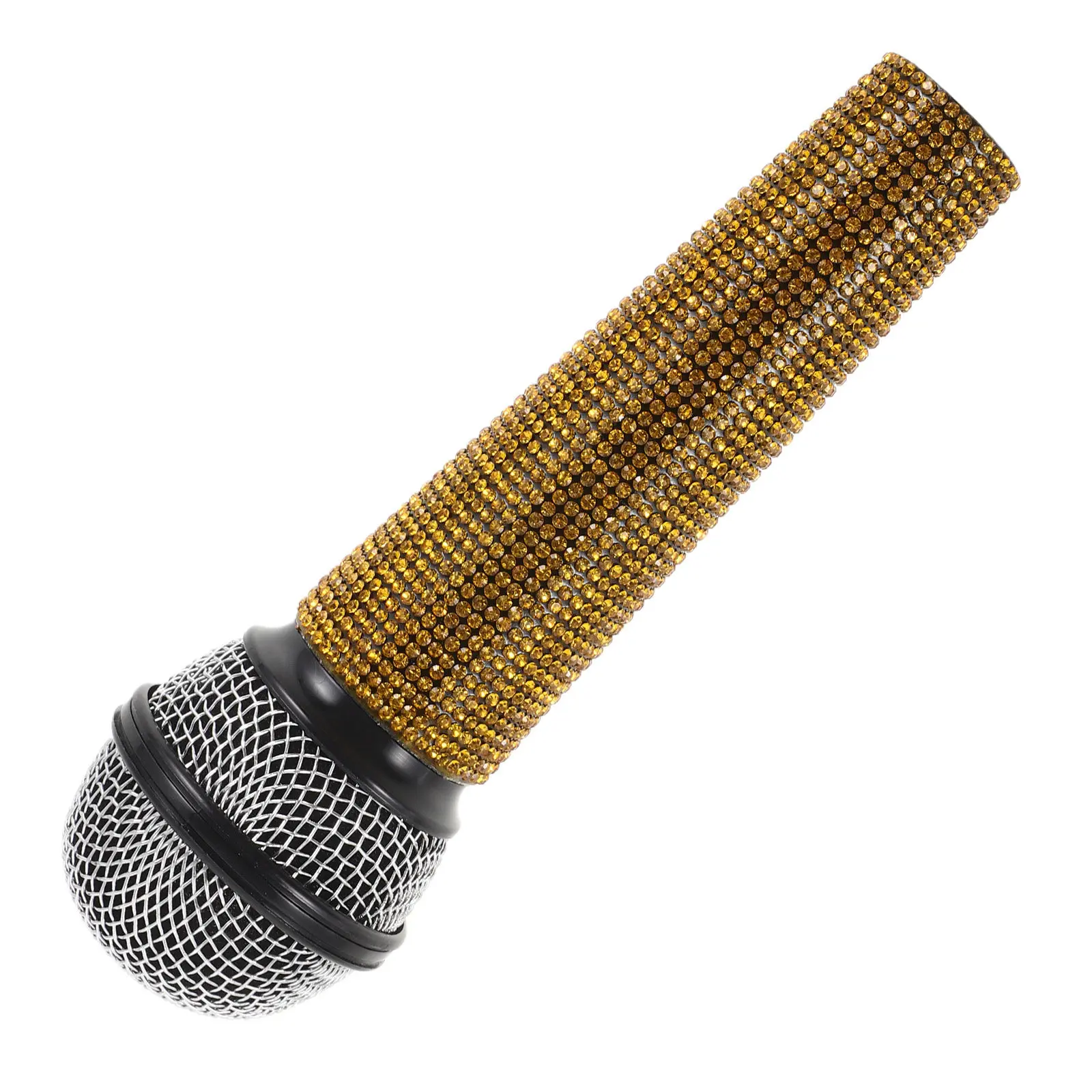 Rhinestone Microphone Kids Pretend Sparkly Mic Prop Lightweight Plastic Stage Performance Party Favor for Children Expression