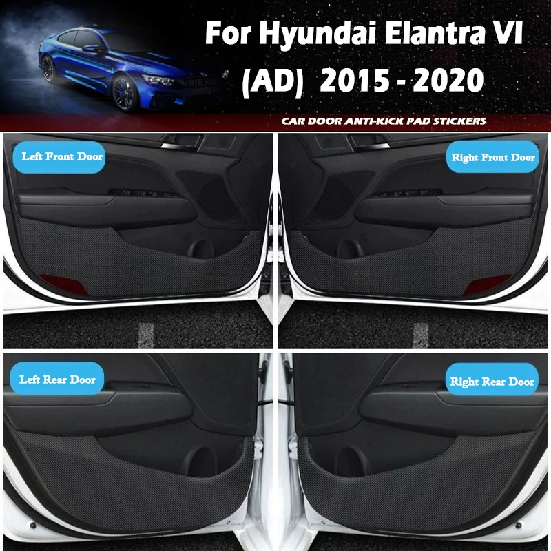 

For Hyundai Elantra VI (AD) 2015-2020 Car Carbon Fiber Door Anti-kick mat Glove Box Anti-kick Pad Interior Protection Assecories