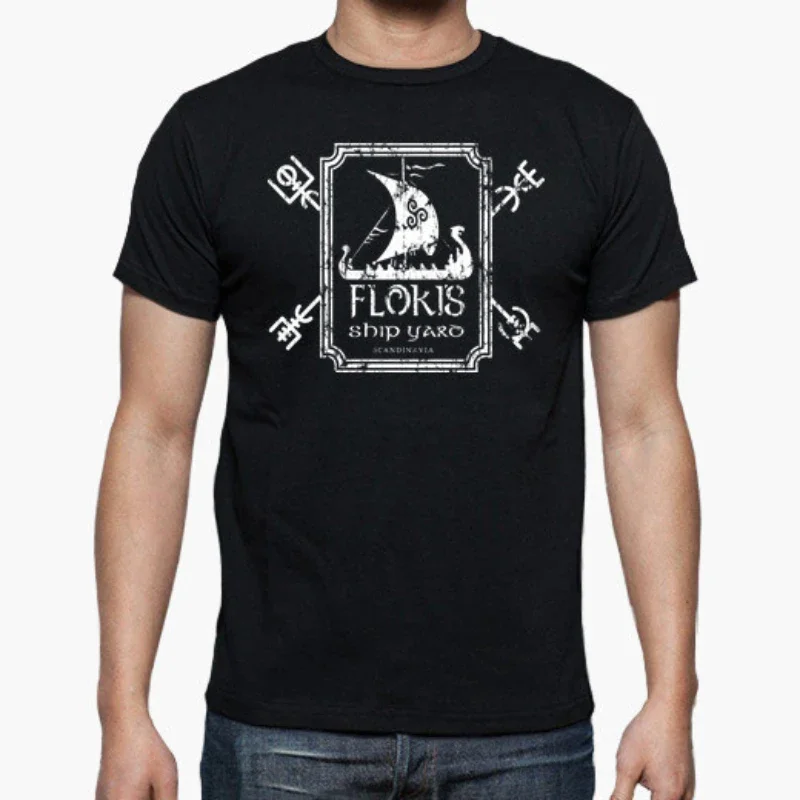 Floki Shipyard Nordic Warrior Rune T-Shirt 100% Cotton O-Neck Summer Short Sleeve Casual Mens T-shirt Size S-3XL