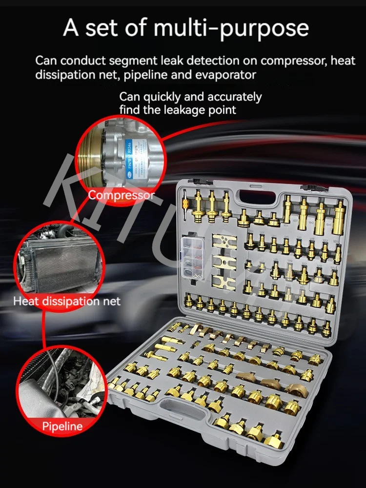 Imagem -03 - Universal Car Air Condition Leak Test Adapter Leak Detection Repair Kit Detector de Vazamento para a Europa América Ásia Apto para Ajuste