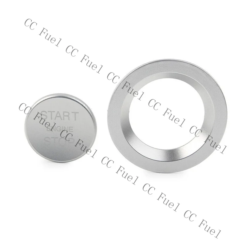 C+ Keyless Push Start Button Cover with Ring for Range Rover Jaguar Silver