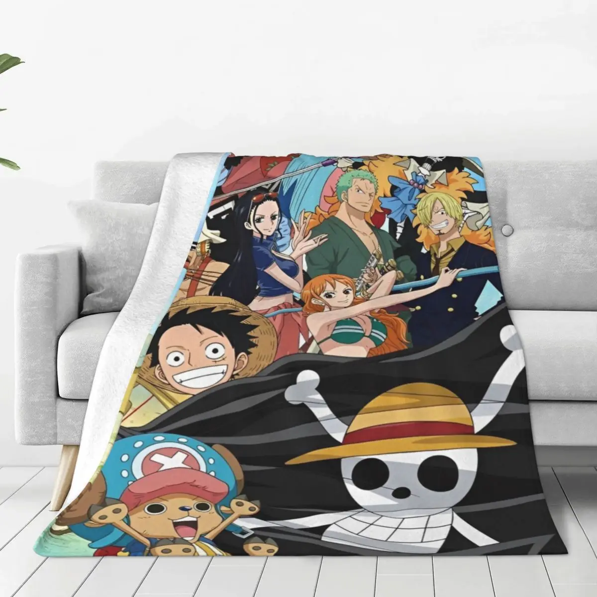 O-One P-Piece Anime Japan Flannel Blanket Warm Soft Throw Blanket for Couch Bed Travel Office Graphic Bedspread Sofa Bed Cover