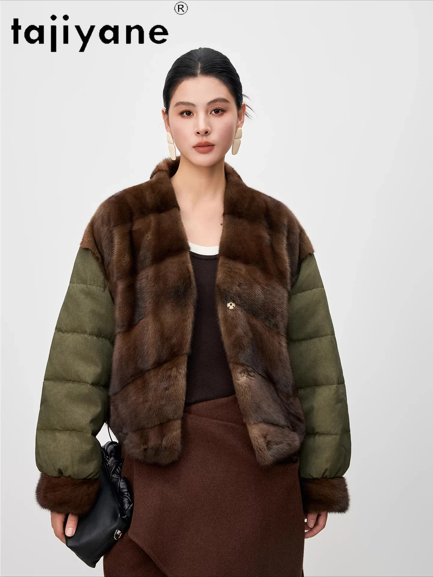 타지야네 90% 구스 다운 재킷 여성용 럭셔리 밍크 퍼 코트 짧은 리얼 퍼 코트 프리미엄 겨울 여성 의류 2025 여성용 재킷