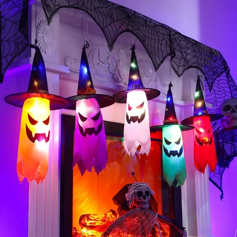 Halloween Glow Screaming Ghost LED Lanterns Ghost Festival Scene Decoration Props Room Atmosphere Pendant Lights