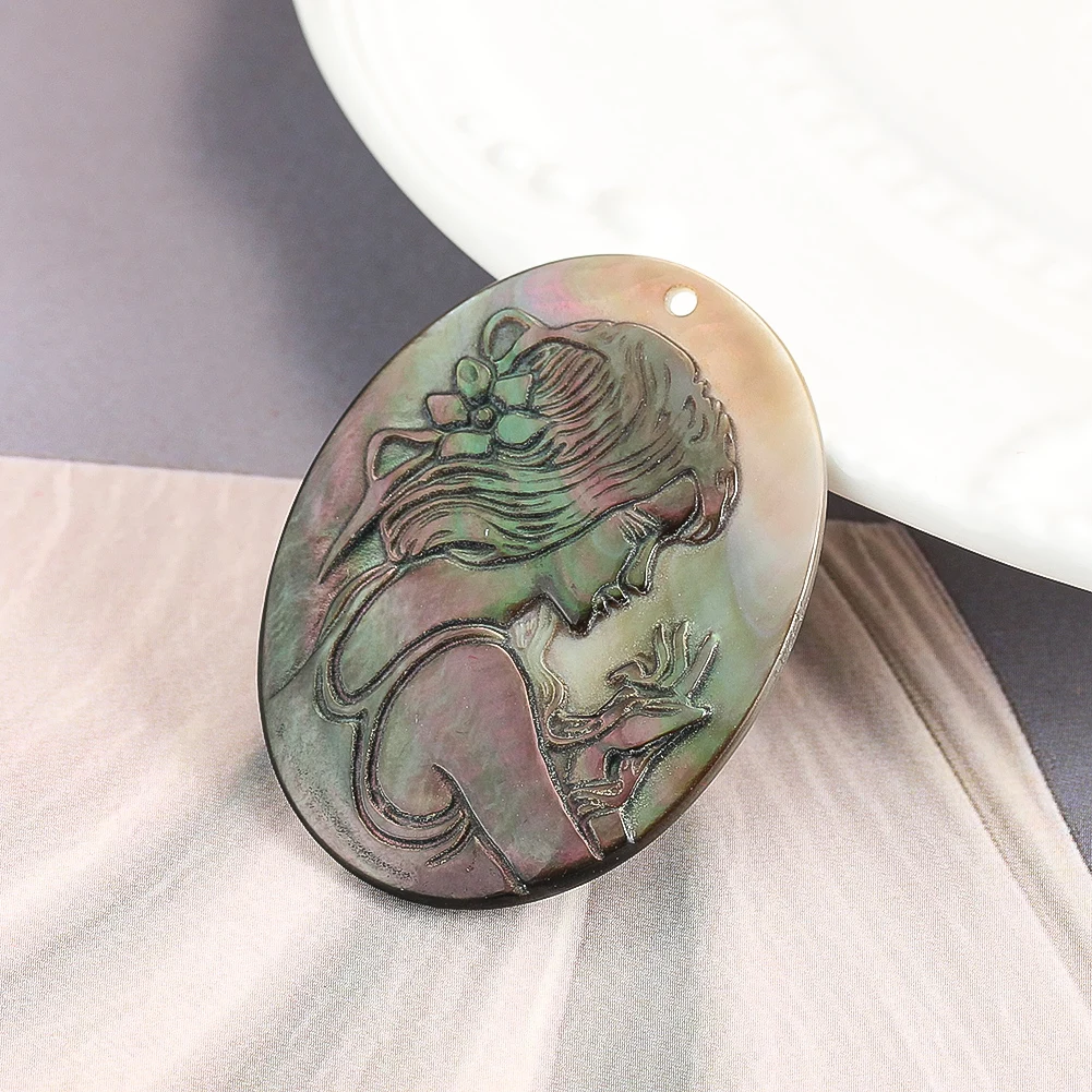 내추럴 쉘 엠보싱 뷰티 걸 펜던트, 블랙 마더 오브 펄 - Mother Of Pearl Shell Pendant Necklace 리뷰 및 가격