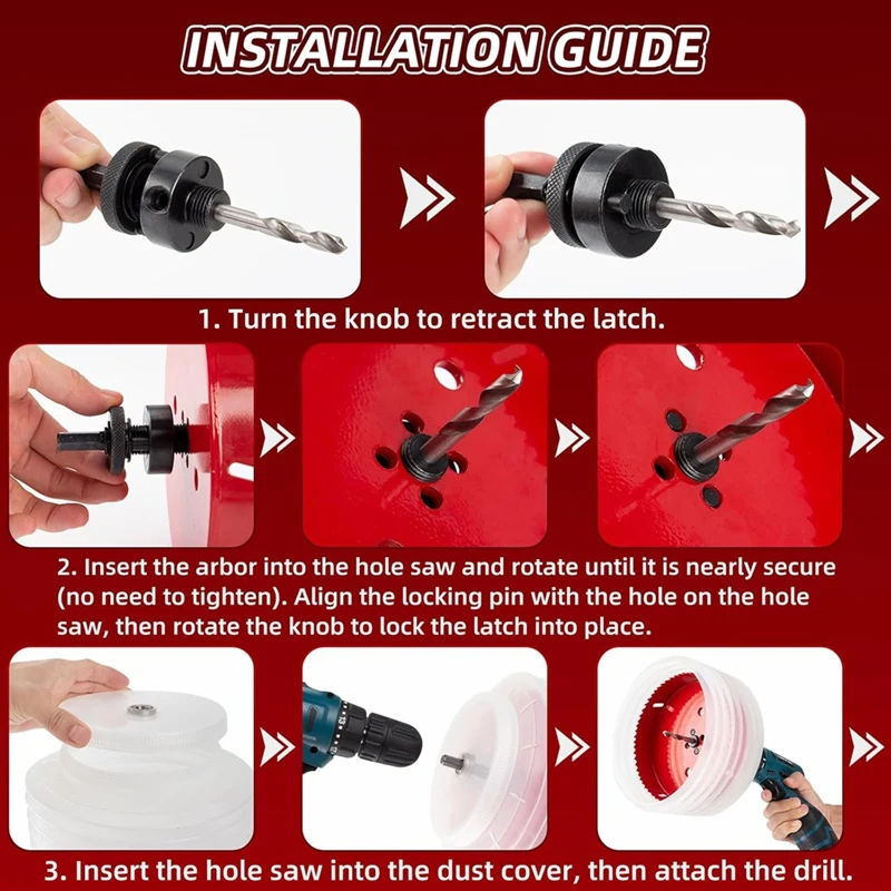 6.25 In Hole Saw For Recessed Lights,6-1/4Hole Saw With Dust Bowl Kit For Can Lights,6 Inch Hole Cutter For Ceiling Wood