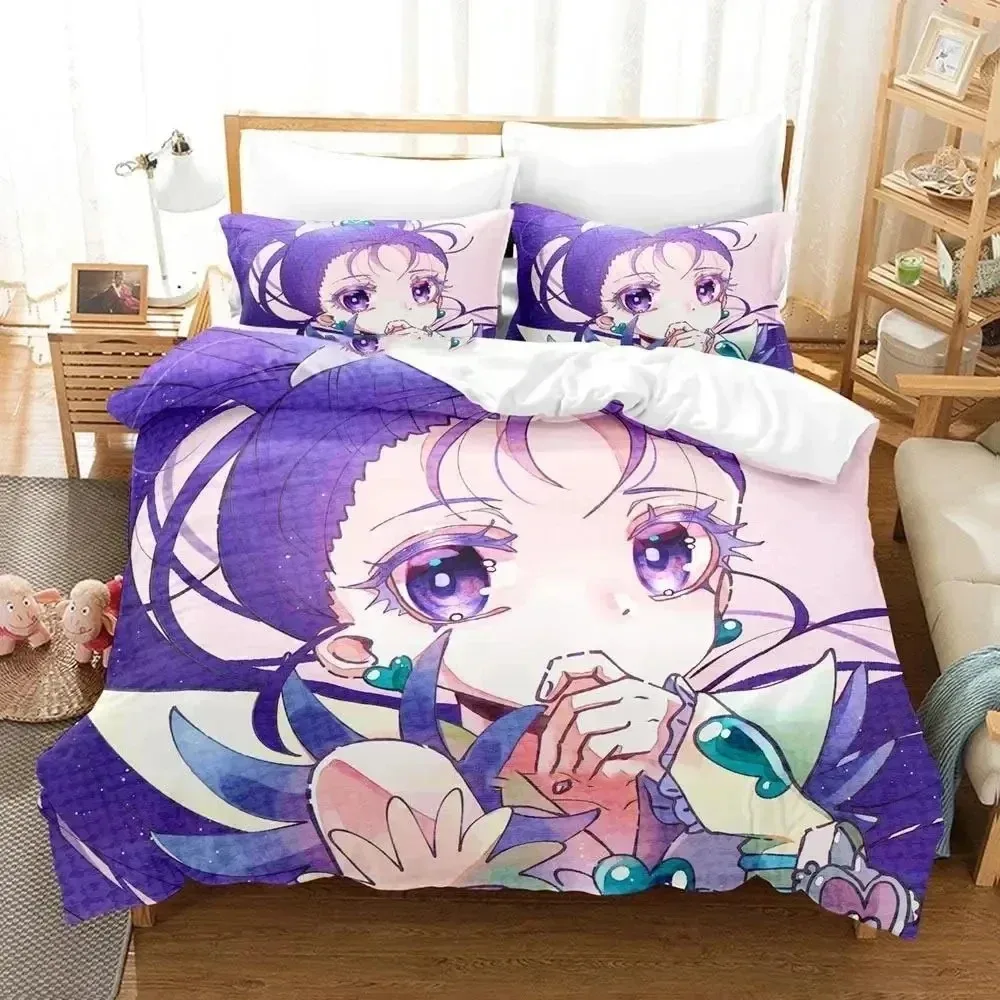 Anime Pretty Cure Bedding Set Boys Girls Twin Queen Size Duvet Cover Pillowcase Bed Kids Adult Fashion Home Textile Customizable