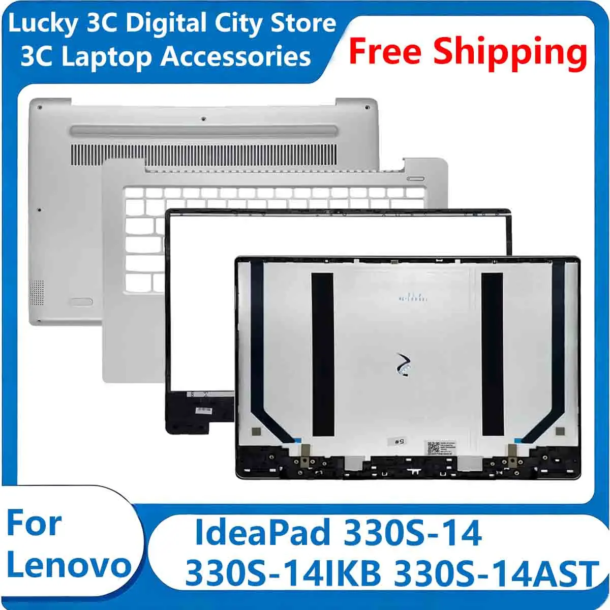 New For Lenovo IdeaPad 330S-14 330S-14IKB 330S-14AST Replace Laptop LCD Back Cover Front Bezel Hinges Palmrest Bottom Case