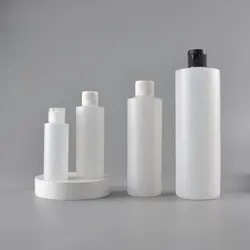 60/120ml/250/500ml 4/8oz empty plastic soft Squeeze , natural-colored HDPE cylinder round bottle  with Flip Top disc spouted cap