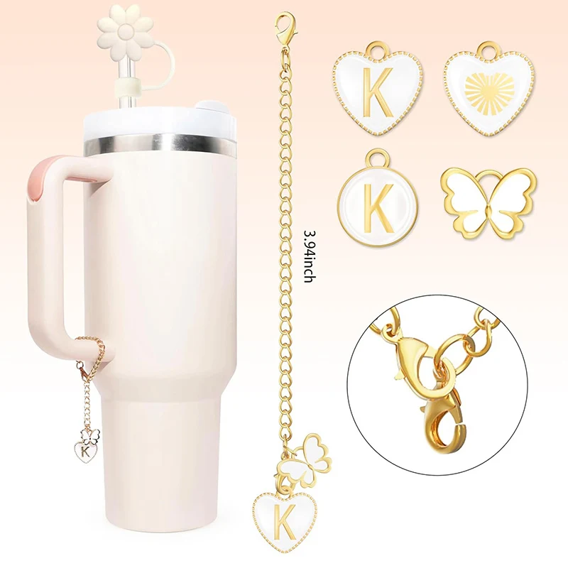 Schattige Vlinder Letter Tumbler Charme Ketting Voor Stanley Cups 30 & 40 Oz Kawaii Hanger Voor Thermos Cup Esthetische Accessoires 1Pc