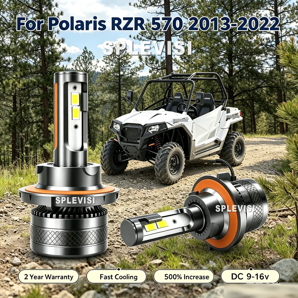 LED 200W 12v White Headlight Bulbs lampada led h13 9008 moto For Polaris RZR 570 2013 2014 2015 2016 2017 20018 2019 2020-2022