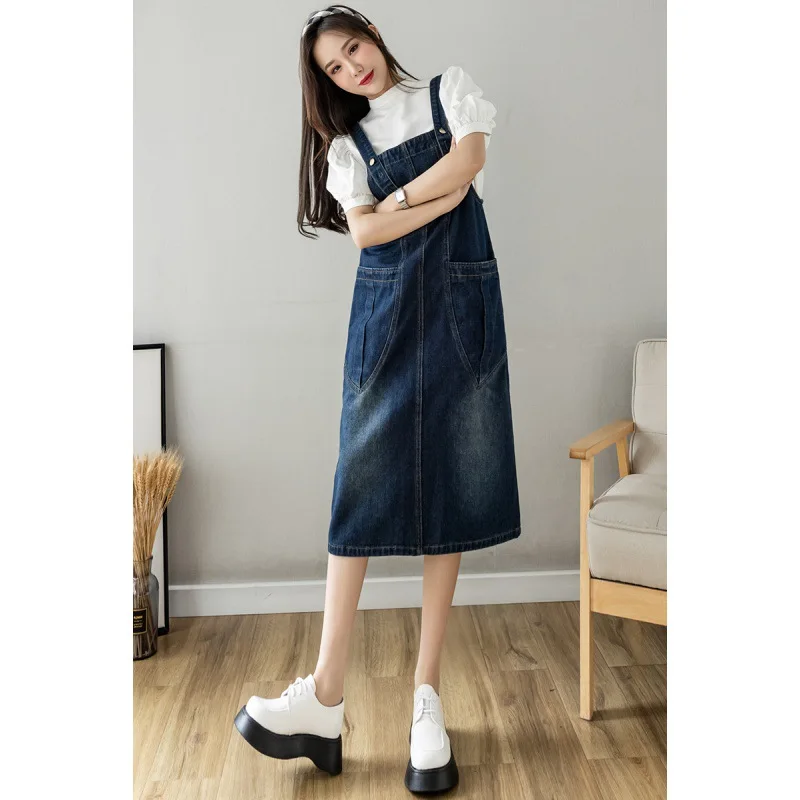 Idopy Women's Cute Casual Sleeveless Adjustable Ankle Length Rompers Skirt Loose Denim Jeans  Jumpsuit Bib Overalls with Pockets