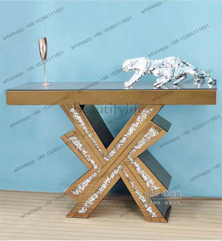 YJ European Mirror Entrance Table Cabinet Modern Fashion Hotel Clubhouse Entrance Table End View Table Decorative Cabinet Case S