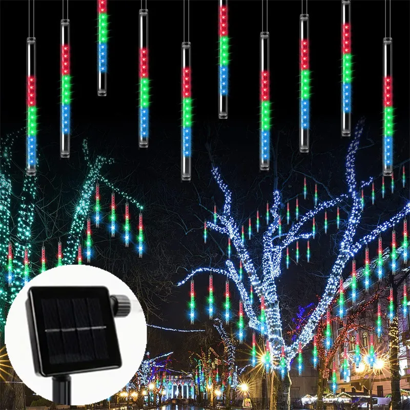 

Solar Meteor Shower Light 8Tubes Holiday LED String Lights for New Year Eave Garden Street Decoration Christmas Outdoor Lighting