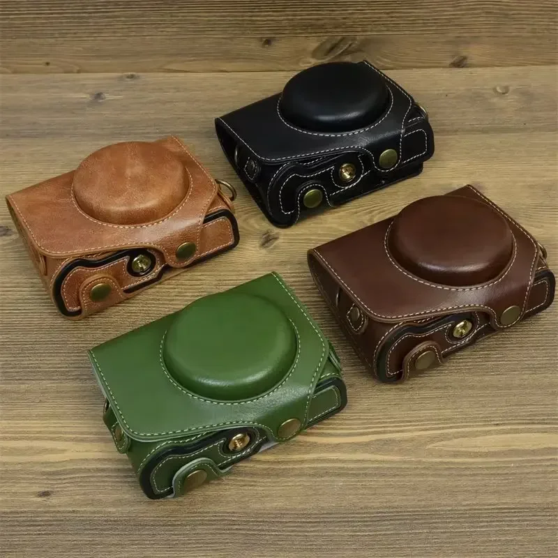Nueva funda Retro de cuero PU para cámara Canon Powershot G7X Mark 2 G7X II G7X III G7X3 G7X2 funda de cuerpo completo con correa