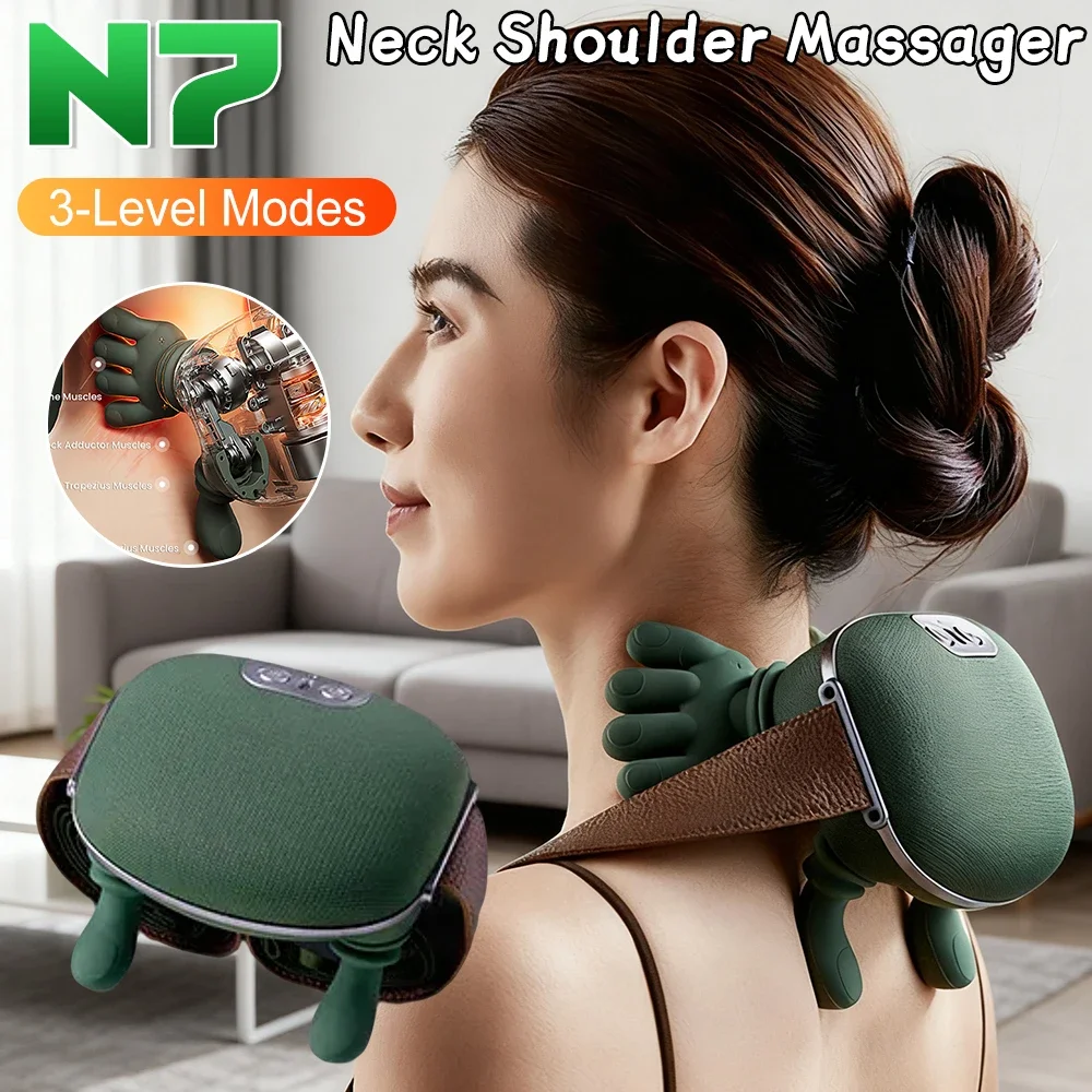

Массажер для плеч и шеи N7 Master, массажер для шейного отдела позвоночника ﻿ 3-уровневый трапециевидный массажер для шеи, горячий компресс, электрический шейный массажер