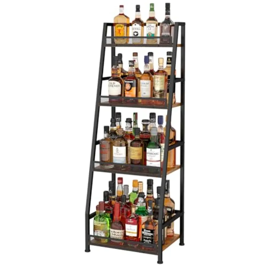 Estante para Licores Trapezoidal de 4 Niveles para Bar en Casa, Botellero Escalonado de Pie para Licores, Whisky y Vino, Versátil para Esquina