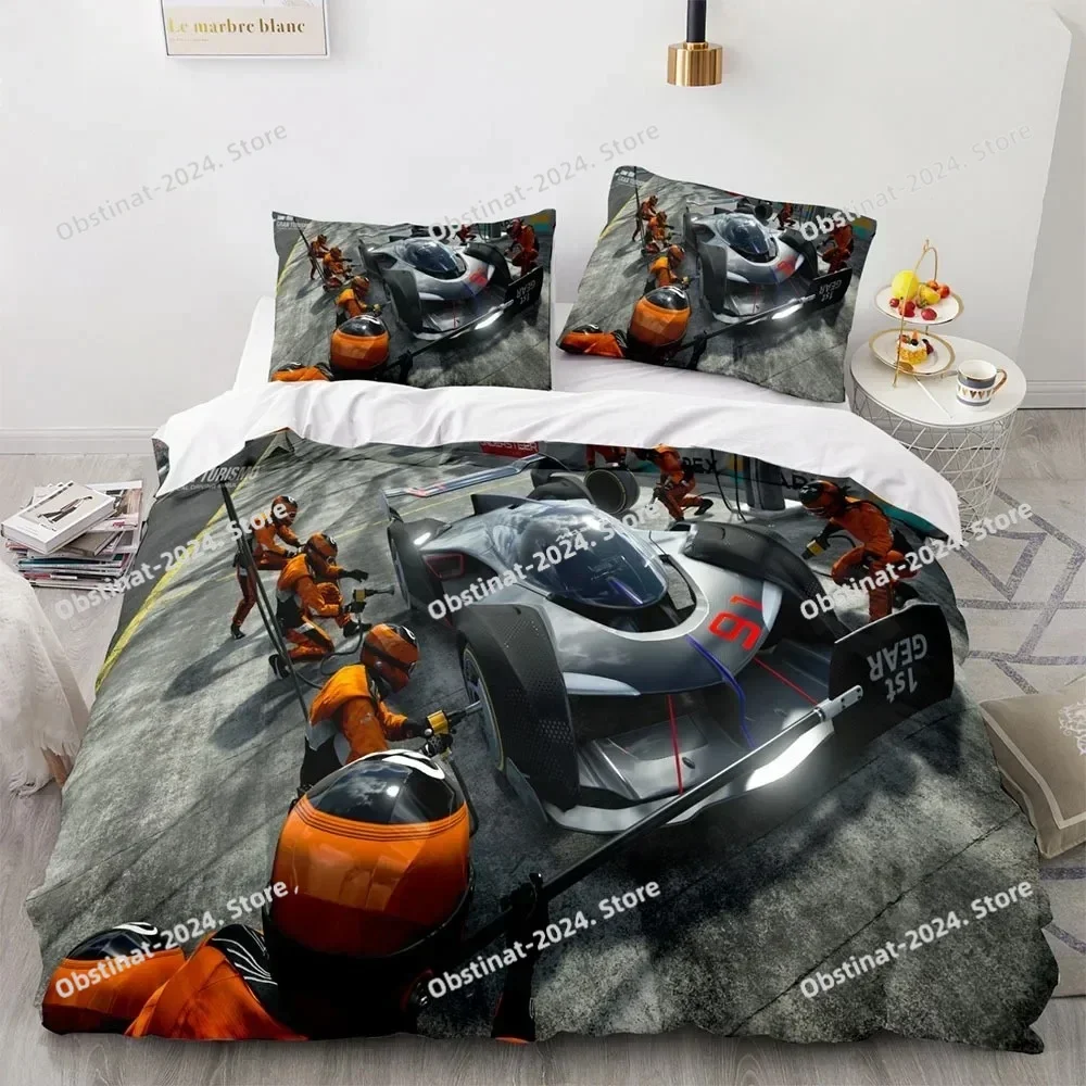 

2025 Sports Car King Queen Duvet Cover Cool Colorful Supercar Pattern Bedding Set for Men Adult Race Car Polyester Quilt Cover