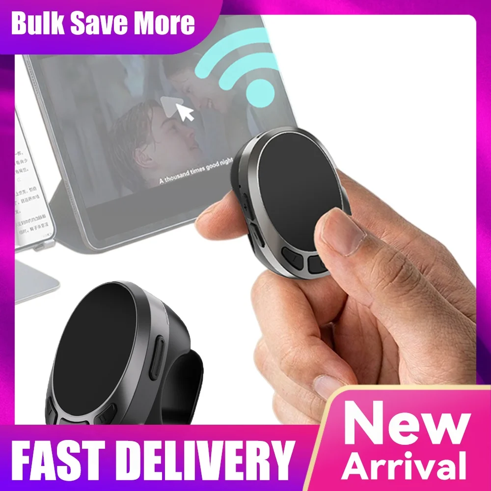Bluetooth-compatible 5.3 Smart Touch Control Air Mouse Ring Wireless Video Controller Finger Ring Mouse for Android &