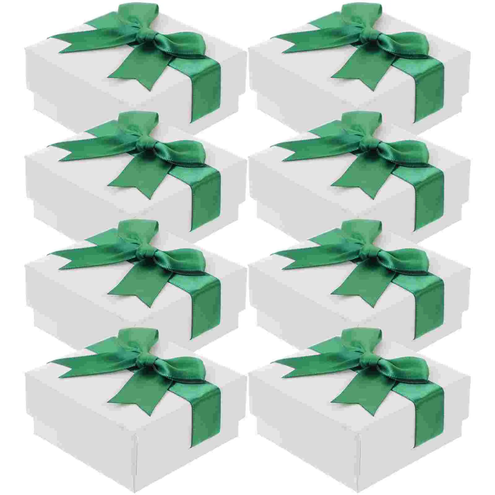 10 Pcs Green Bow Jewelry Gift Boxes Small Bracelet Packaging Cases Elegant Watch Earring Holders Luxury Gift Presentation