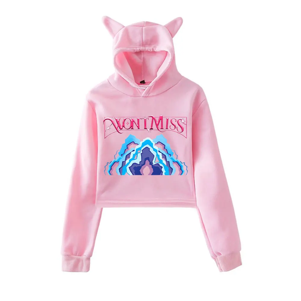 KPop Demon Hunters 2025 Merch Hoodies Sweatshirt for Girls Cat Ear Crop Pullover Casual Clothes