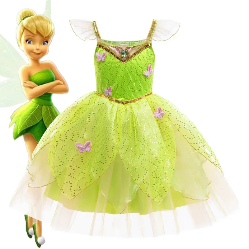 

HXCMall Little Girls Green Tinker Bell Birthday Party Cosplay Halloween Holiday Easter Dress