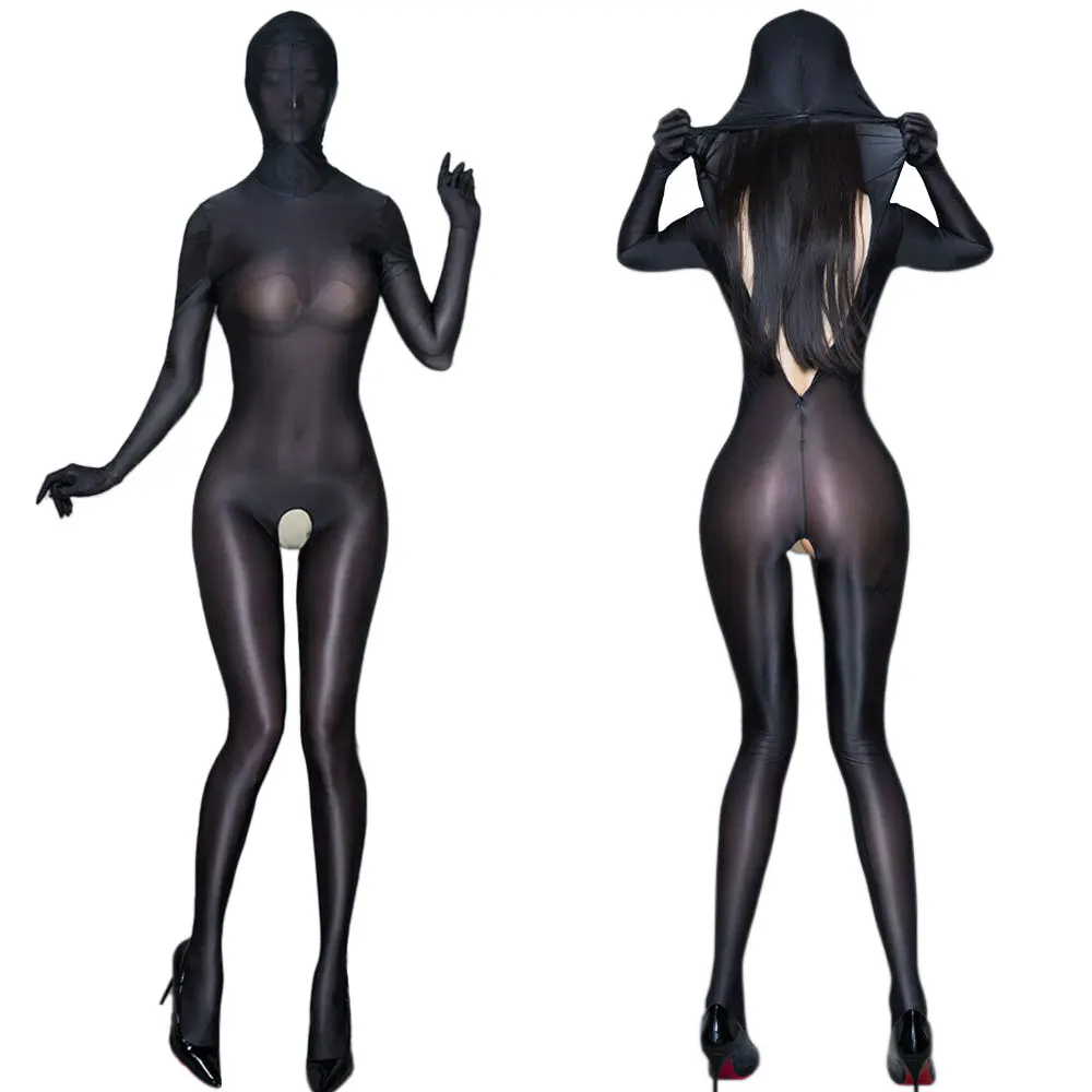 Metelam Full Bodystocking Bodysuit Crotchless Lingerie Oil Shiny Glossy Jumpsuit Catsuit cosplay sexy  langerie