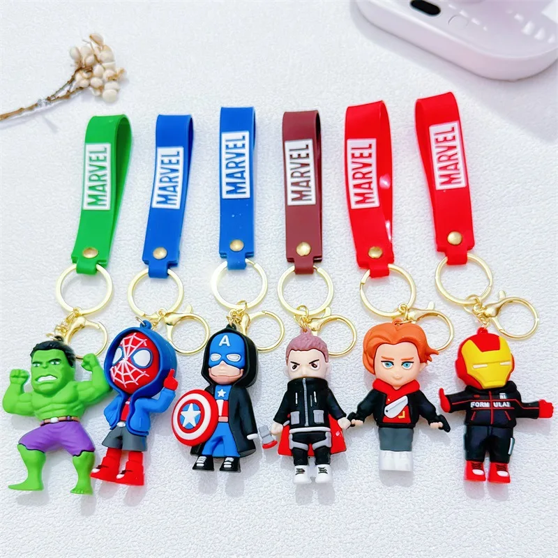 كارتون لقلادة سلسلة المفاتيح الرجل العنكبوت، الأخضر العملاق، كابتن أمريكا لطيف دمية حقيبة الظهر ملحق شماعات