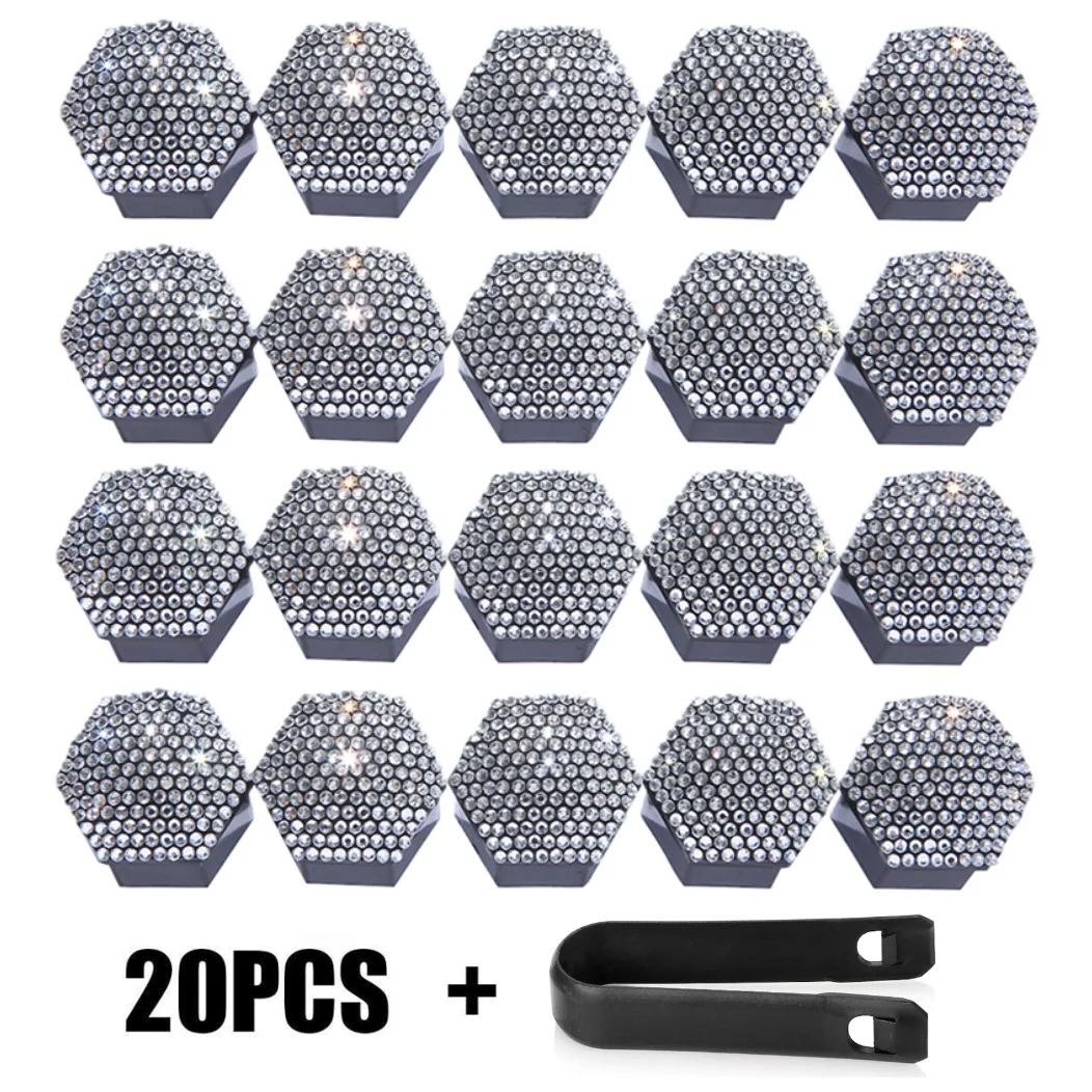 21/19/17mm Car Wheel Nut Bolt Head Cover Cap Protective Bolt Caps Exterior Decoration Protecting Bolt Rims Screws Plugs 20Pcs