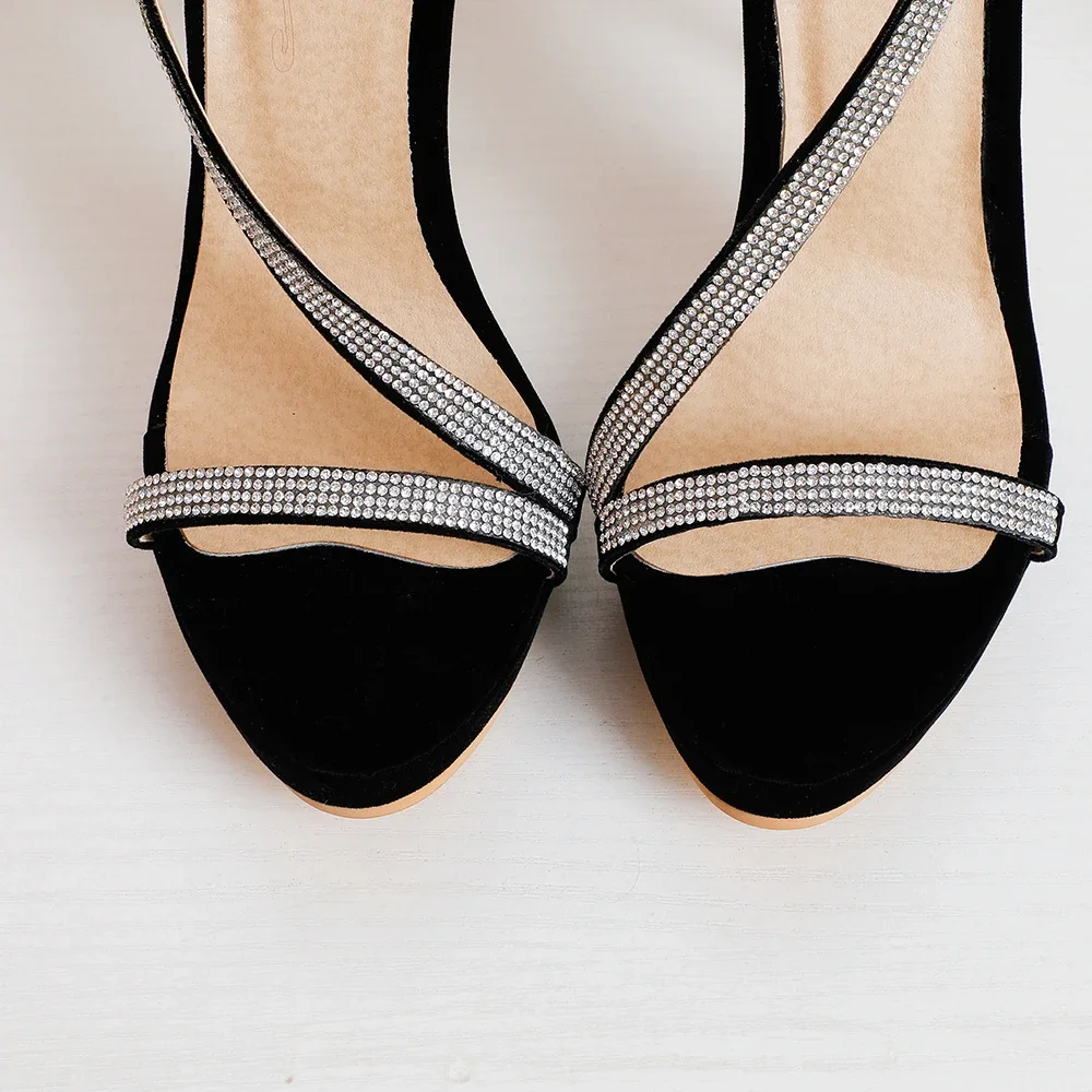 العلامة التجارية الجديدة مريحة الأحمر الأزرق النساء الصنادل سوبر عالية رقيقة كعب سيدة أحذية الحفلات زائد صغيرة كبيرة الحجم 12 32 43 46 50 #4