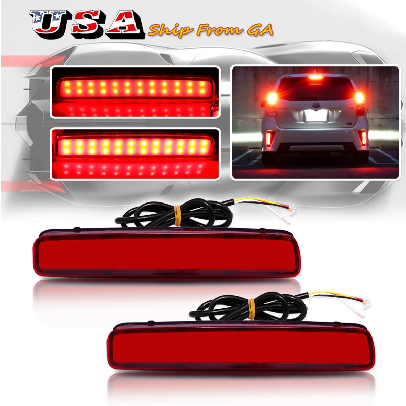 

2PCS Red LED Car Rear Bumper Reflector Lights Tail/Brake Lights Rear Fog Lights For Toyota Prius V 2012-2017 Car Accessories