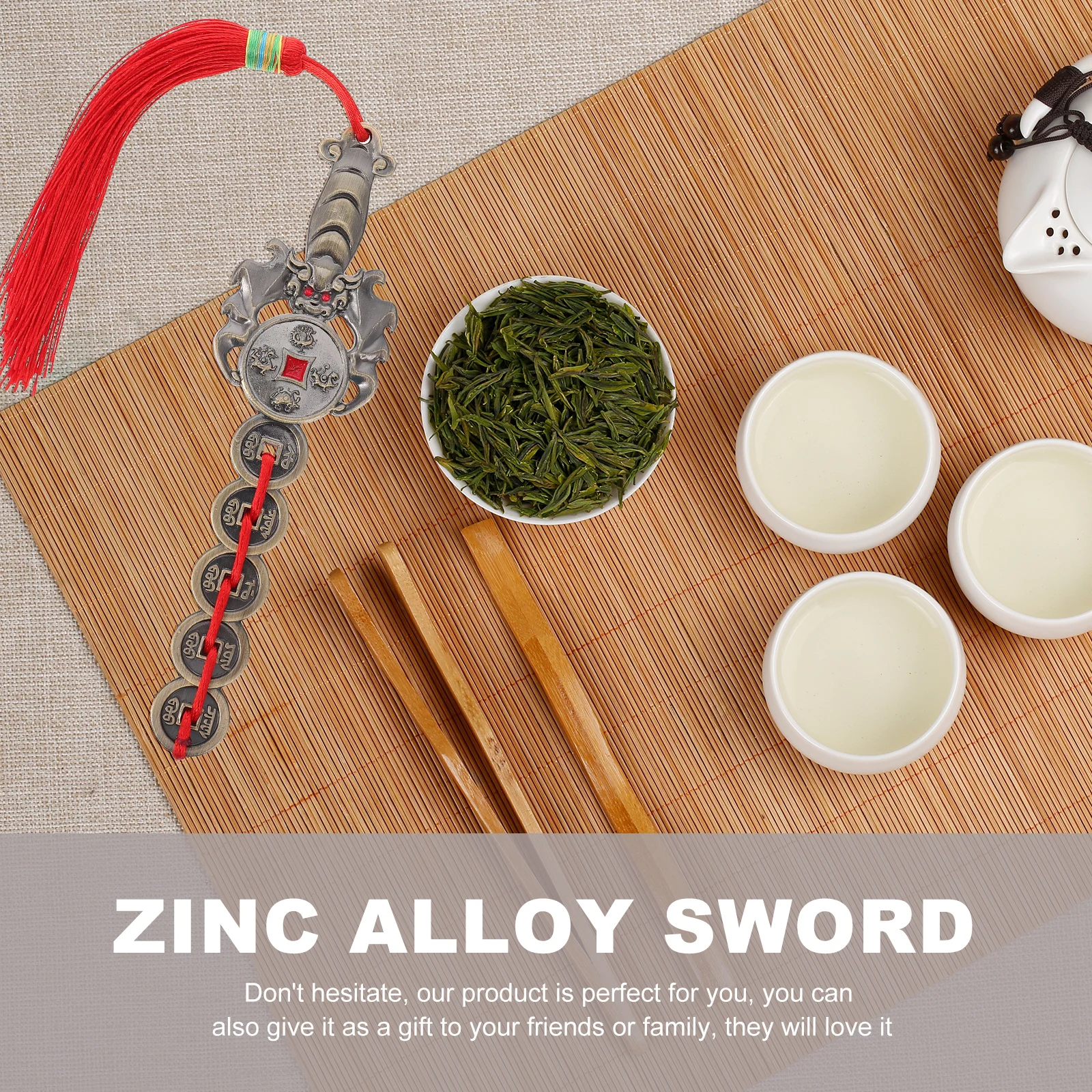 

1Pcs Feng Shui Exorcism Ornament Zinc Alloy Sword Handicraft No Shrinkage Deformation Fine Workmanship Home Blessing Pendant