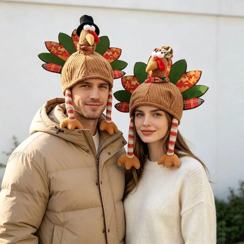 Novelty Turkey Hat Women Men Long Striped Legs Thanksgiving Adult Cosplay Headwear Halloween Party Props Costume Headwear