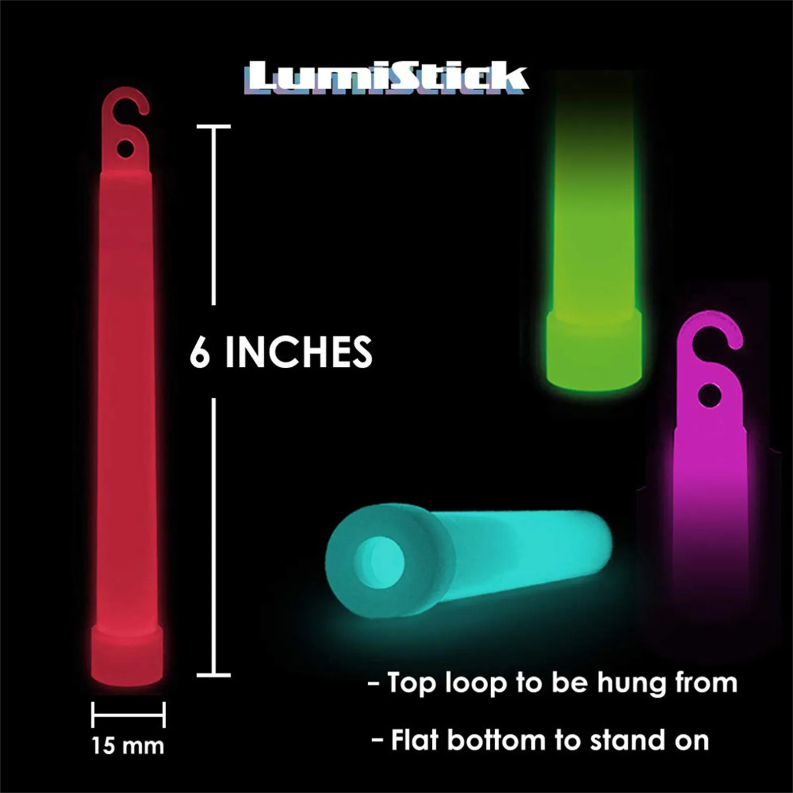 5pcs 6 Inch Concert Glowstick 60x90/75x125cm Chemical Fluorescent Camping Christmas Lights Colorful Party Club Props Glow Sticks