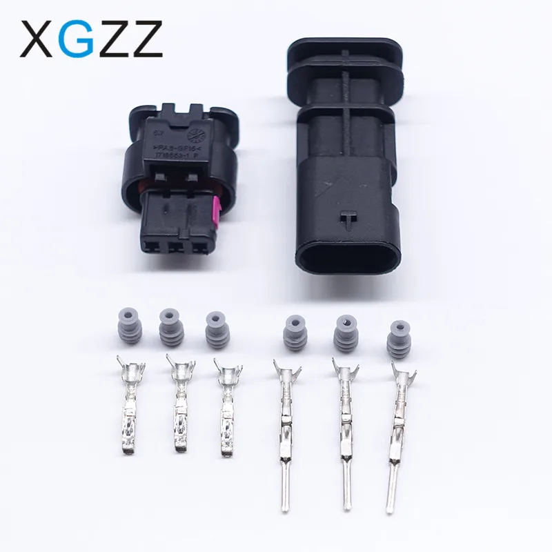 XGK7036K-1.5-21/11 Tyco AMP 3 Pin Waterproof Auto Wire Connector With Terminals And Seals 1718653-1 / 4F0 973 703A / 2-1718652-3