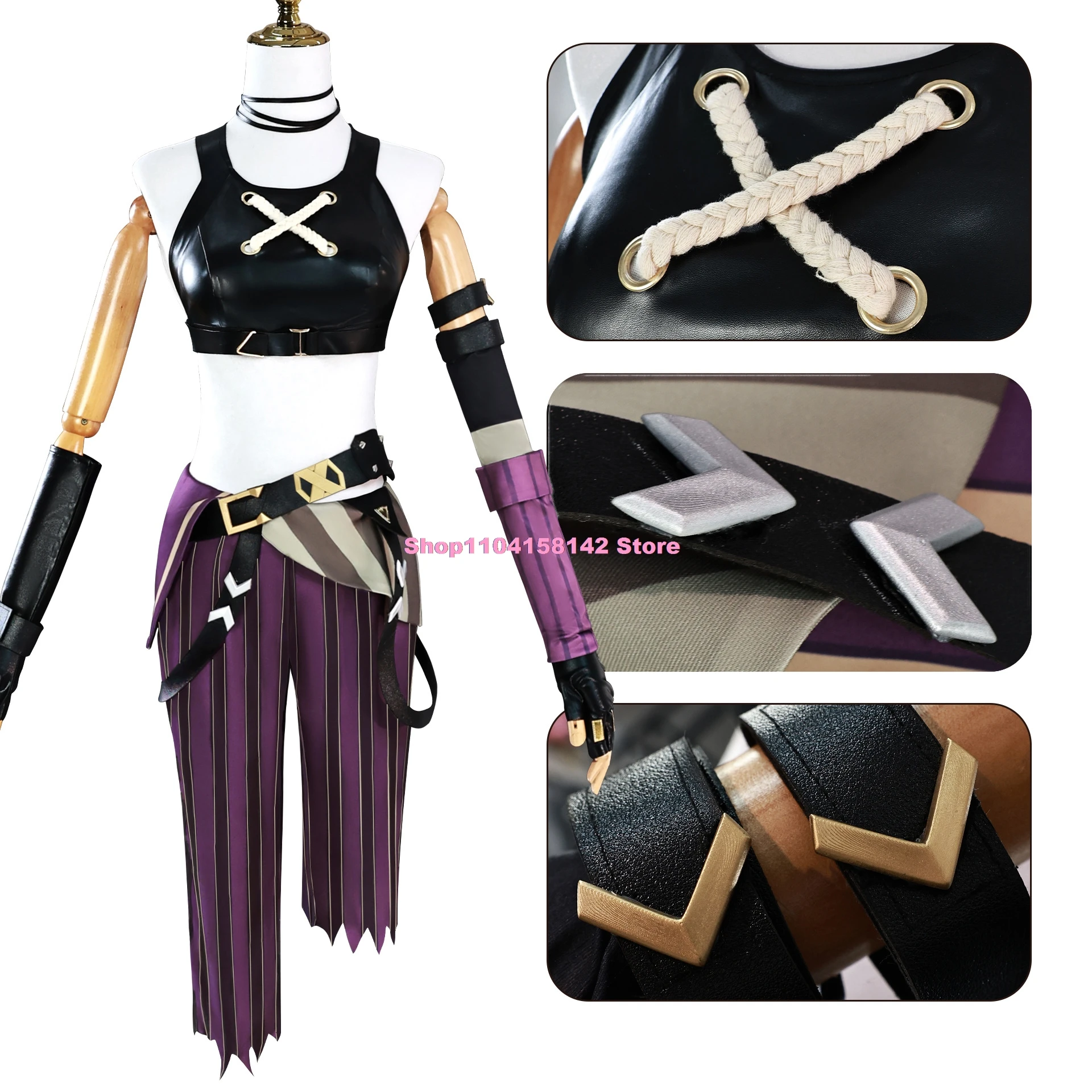 Ensemble complet de chaussures de cosplay Jinx pour femmes, vêtements de rôle de fête Anime, Arcane, Gelgame, LOL, ultraviolet