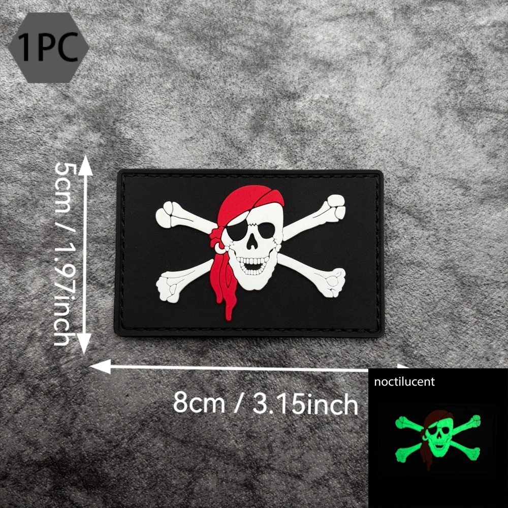 Vintage red skull print armband patch badge decal PVC glow-in-the-dark armband clothing modification decorative accessory comes with matching hook side