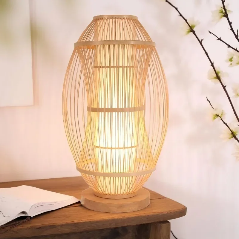 Small Fresh South East Asia Japanese Style, Bamboo Art Bamboo Lamp, Bedroom, Bedside Lamp, Household