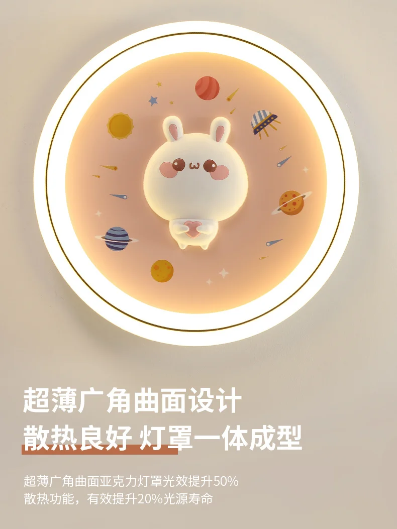 

Children's bedroom light ins simple modern 2024 new girl room light cartoon rabbit ceiling light