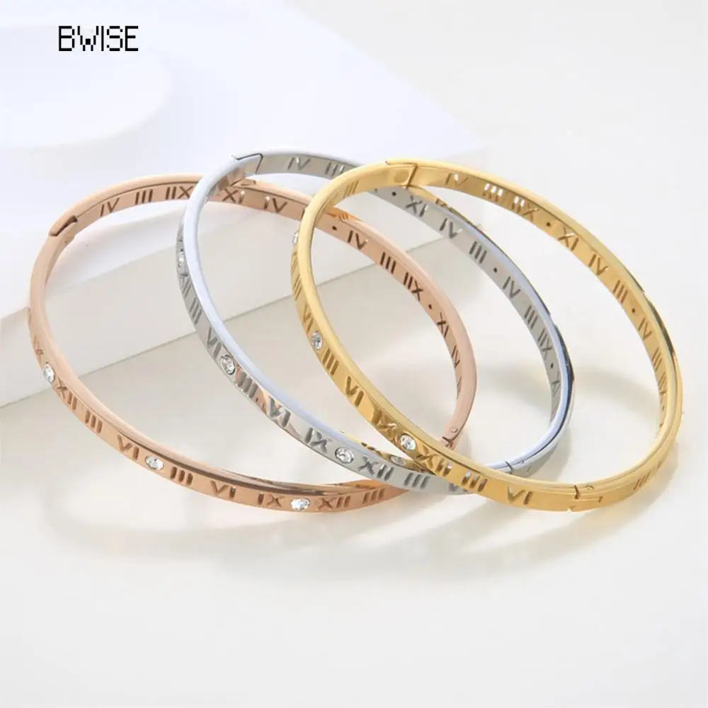 Bwise Roman Numerals Bracelet For Women Stainless Steel Jewelry Accessories Luxury Bracelet Women Fashion