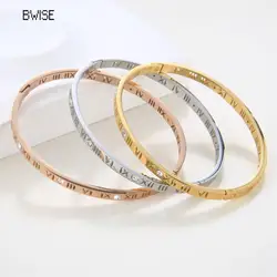 Bwise roman-男性と女性のためのリストバンド,ステンレス鋼のジュエリーアクセサリー,高級ファッション