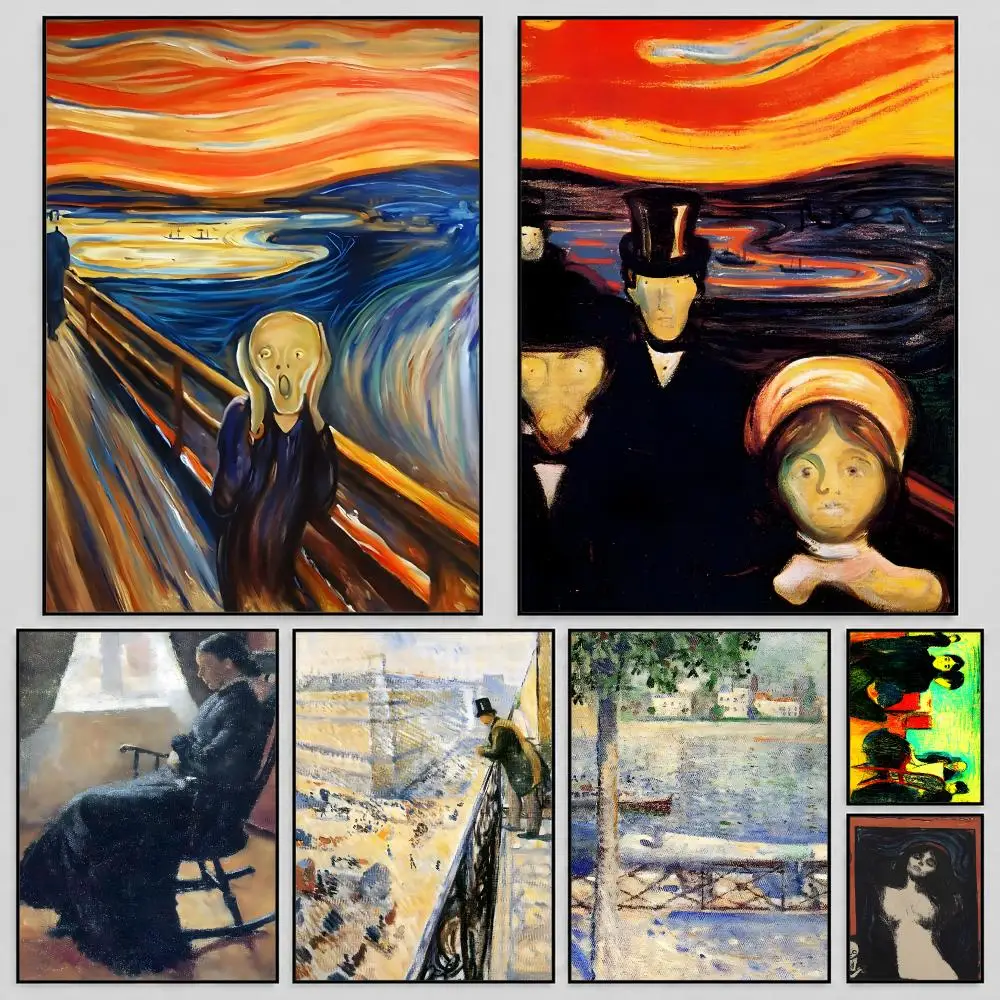 Artist Edvard Munch Expressionism Poster Self Adhesive PP Wall Art HD Gaming Room Bedroom Living Room Decor Apartment Gift