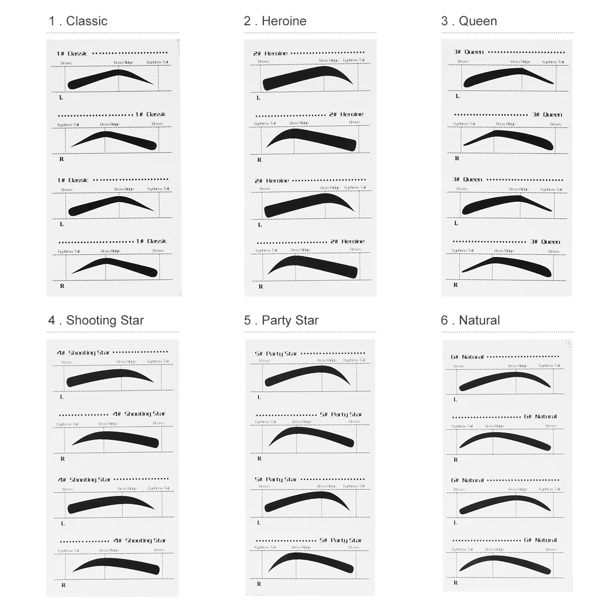 Frcolor 10PCS Eyebrow Stencils Adhesive Eye Brow Grooming Shaping Templates DIY Makeup Beauty Tools Eyebrow templates