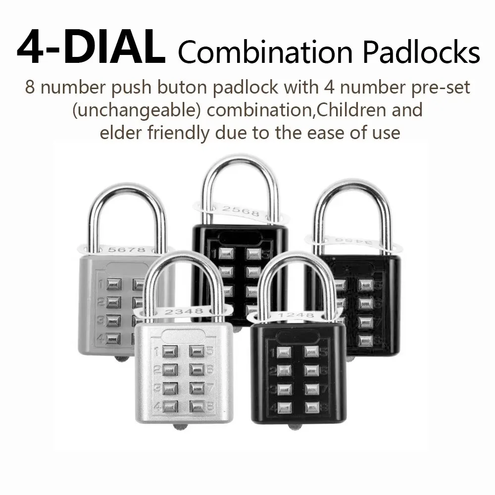 8-digit Combination Outdoor Button Waterproof Fixed Random Code Padlock Zinc Alloy Luggage Travel Smart Lock With Key Anti-theft