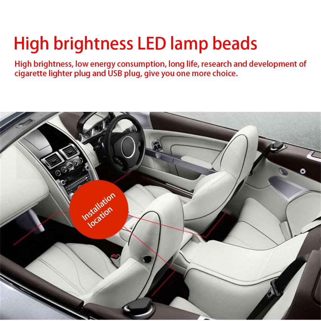 LED Car Light Strips Under Dash Voice Control Atmosphere Lamp Sound Activated