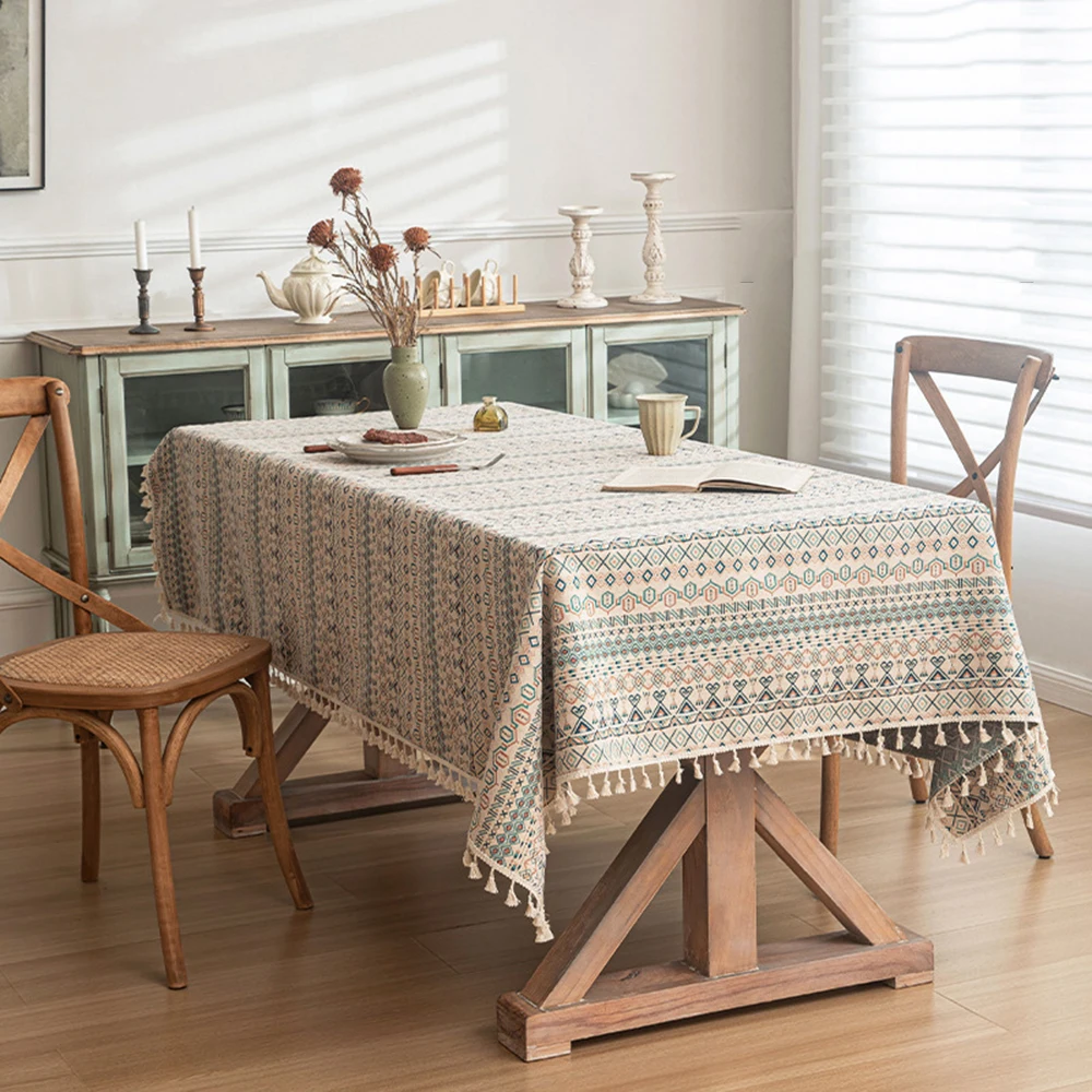 American Countercolor Geometric Tablecloth Bohemian Jacquard Tablecloths Heat Insulation Hot Thick Coffee Cloth Table Decoration
