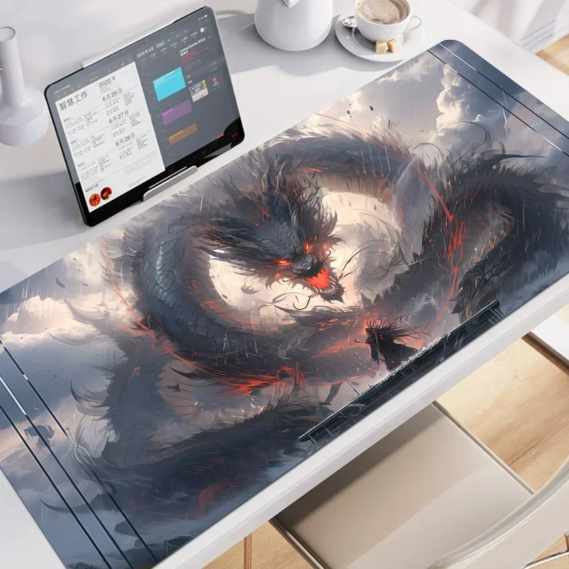大型中国龍デザインマウスパッド 900x400MM アニメ風景デスクマット タブレットゲーム オフィス ミニPC ノートパソコン用ゲーミングマウスパッド