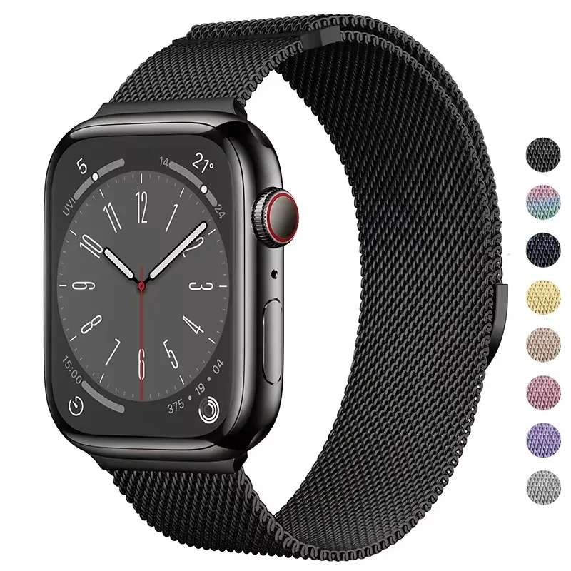 حزام ميلانو لساعة أبل 10 46 ملم باند 9 8 7 45 ملم 41 ملم الترا 2 49 ملم سوار مغناطيسي معدني iWatch 6 5 4 SE 44 ملم 40 ملم 42 ملم
