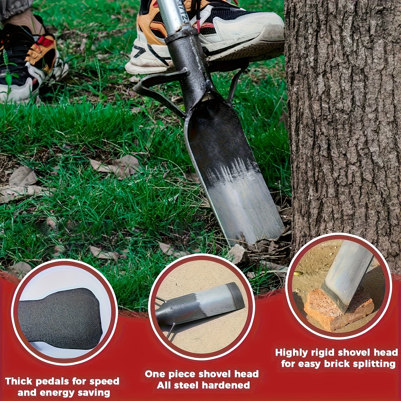 Heavy-Duty Manganese Steel Garden Spade Agricultural Weed Removal Thickened Digging Shovel for Bamboo Tree Root Outdoor Tool - view 3