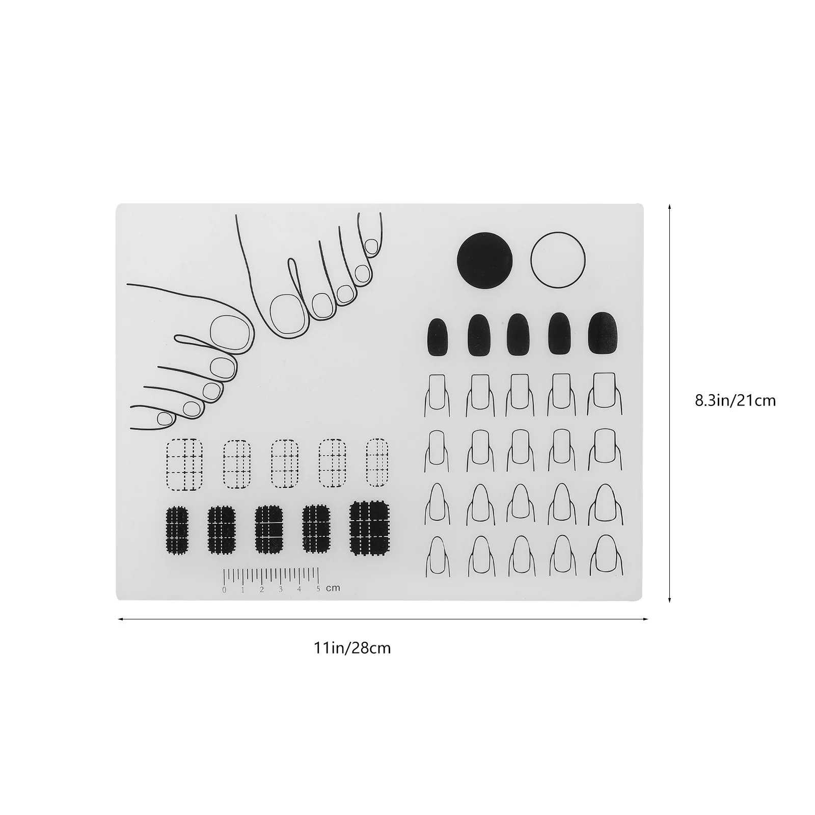 แผ่นซิลิโคนสำหรับปั๊มลายเล็บแบบโปร่งแสงชนิด B แผ่นฝึกปั๊มลายเล็บ แผ่นปิดลายเล็บ อุปกรณ์ตกแต่งเล็บ